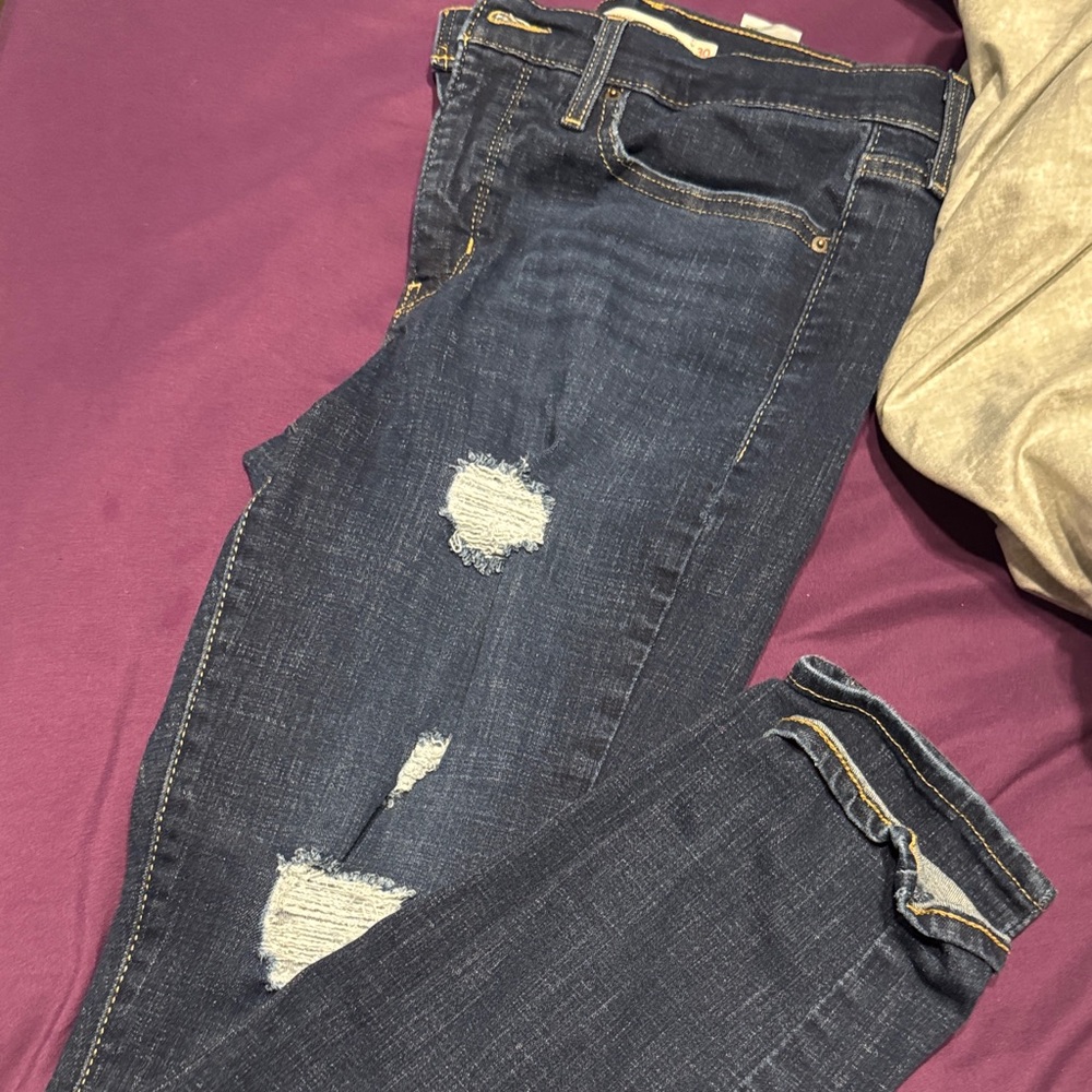 Levi's Dark Blue Distressed Skinny Jeans